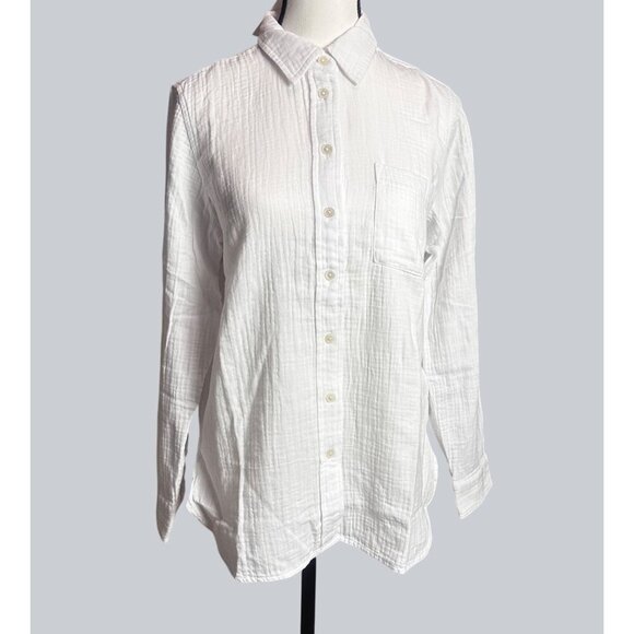 J.CREW Womens Classic Shirt Sz PS Garcon in cotton-Linen Gauze Botton-up Casual - Picture 11 of 12